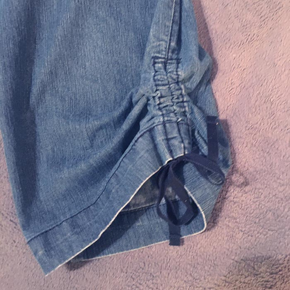 Denim Flowered Capris - Picture 2 of 3